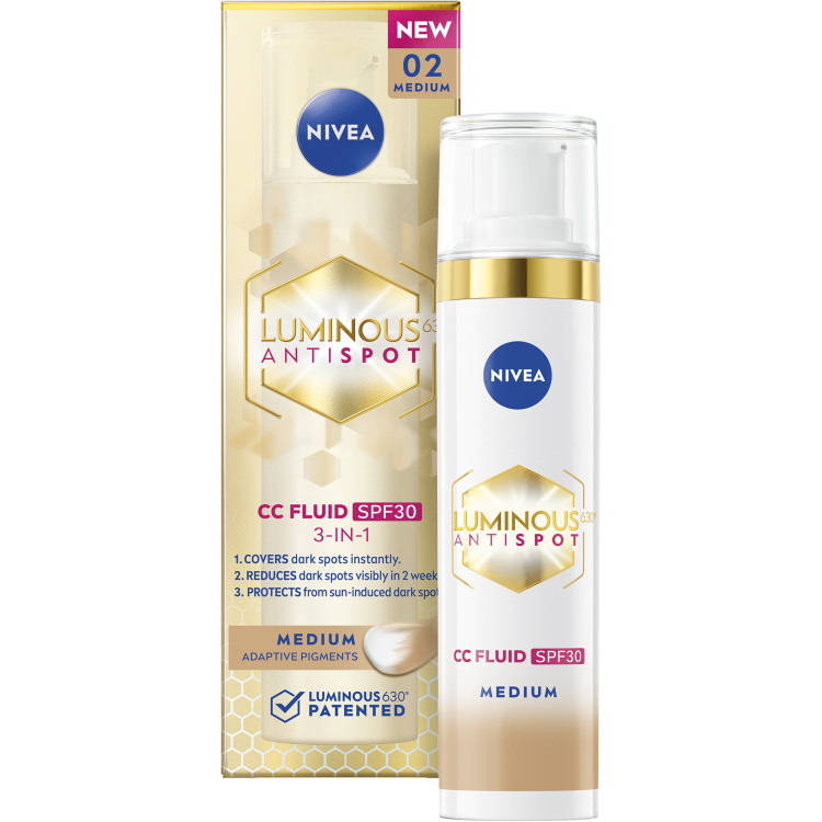 Nivea Luminous630 CC krém 3 v 1, střední odstín, OF 30, 40 ml