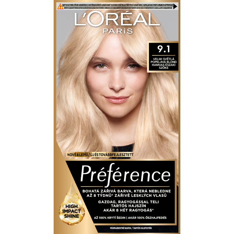 L&#039;oreal Paris Préférence barva na vlasy, Oslo, velmi světlá popelavá blond 9.1