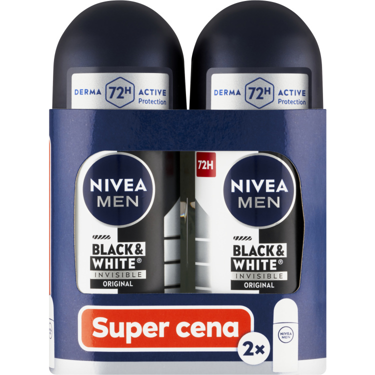 Nivea Men Black &amp; White Invisible Original kuličkový antiperspirant, 2× 50 ml