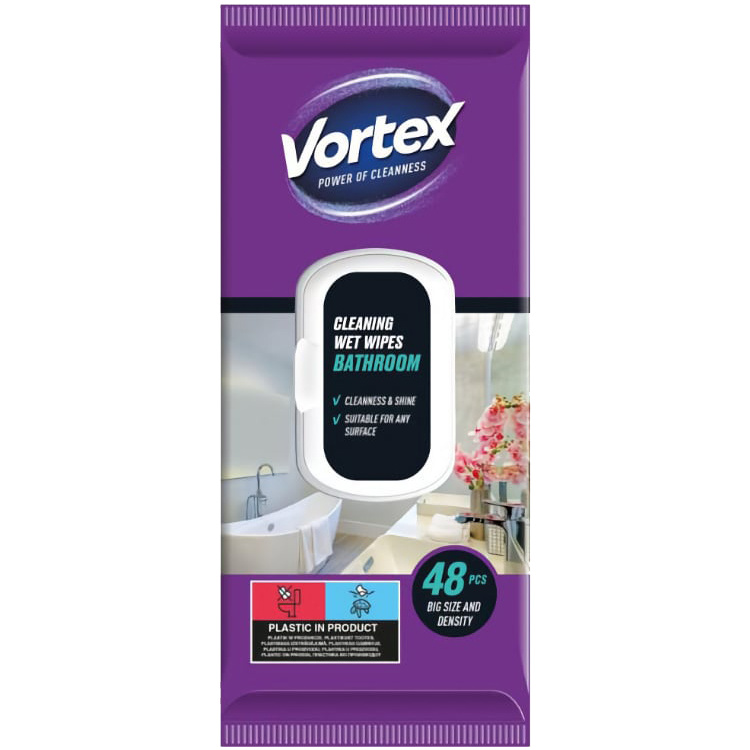 Vortex vlhčené čisticí ubrousky do koupelny, 48 ks