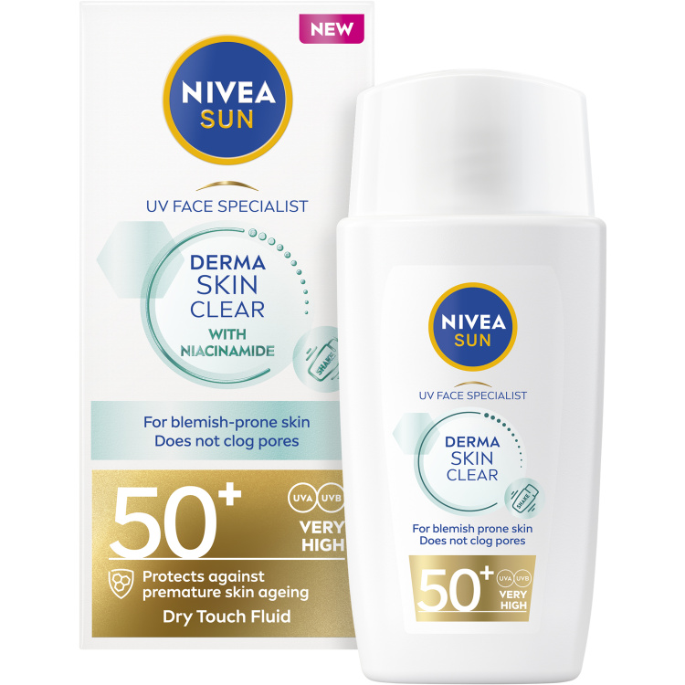 Nivea Sun Derma Skin Clear lehký pleťový krém na opalování, OF 50+, 40 ml