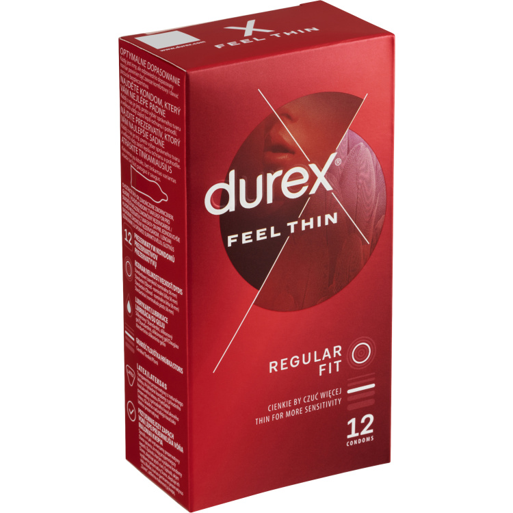 Durex Feel Thin Regular Fit kondomy, 12 ks