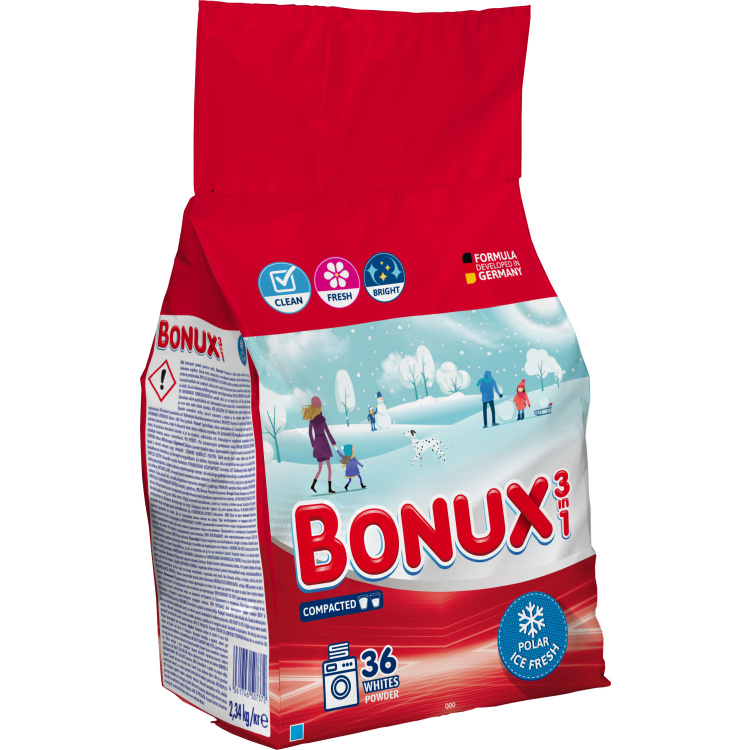 Bonux prací prášek White Polar Ice Fresh, 2,34 kg, 36 dávek