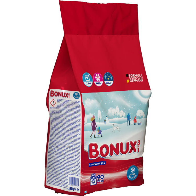 Bonux prací prášek White Polar Ice Fresh, 5,85 kg, 90 dávek