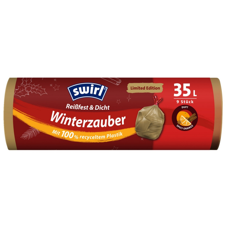Swirl zatahovací pytle na odpad Zimní Kouzlo 35 l, 50 x 60 cm, 38 µ, 9 ks
