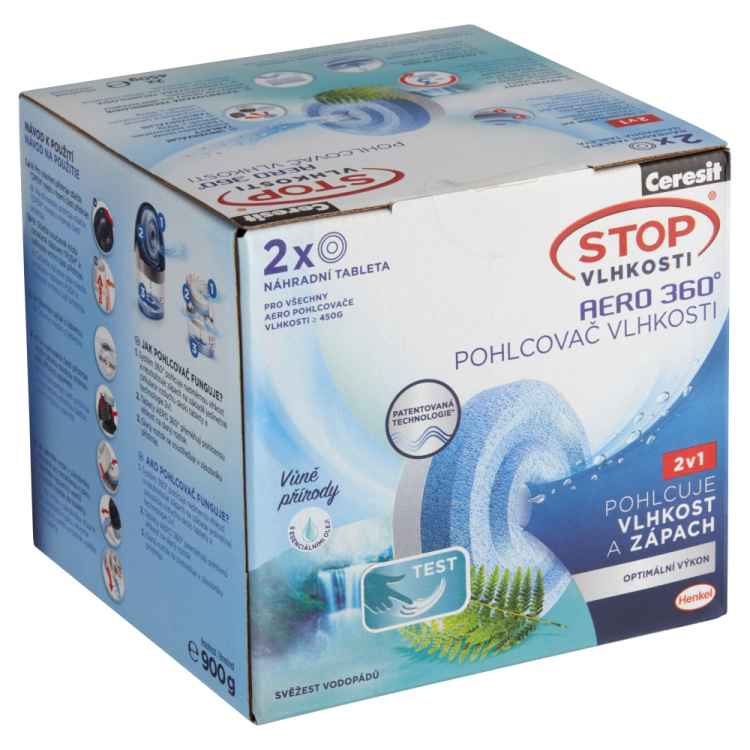 Ceresit Stop Vlhkosti Aero 360° náhradní tablety svěžest vodopádů 2 x 450g