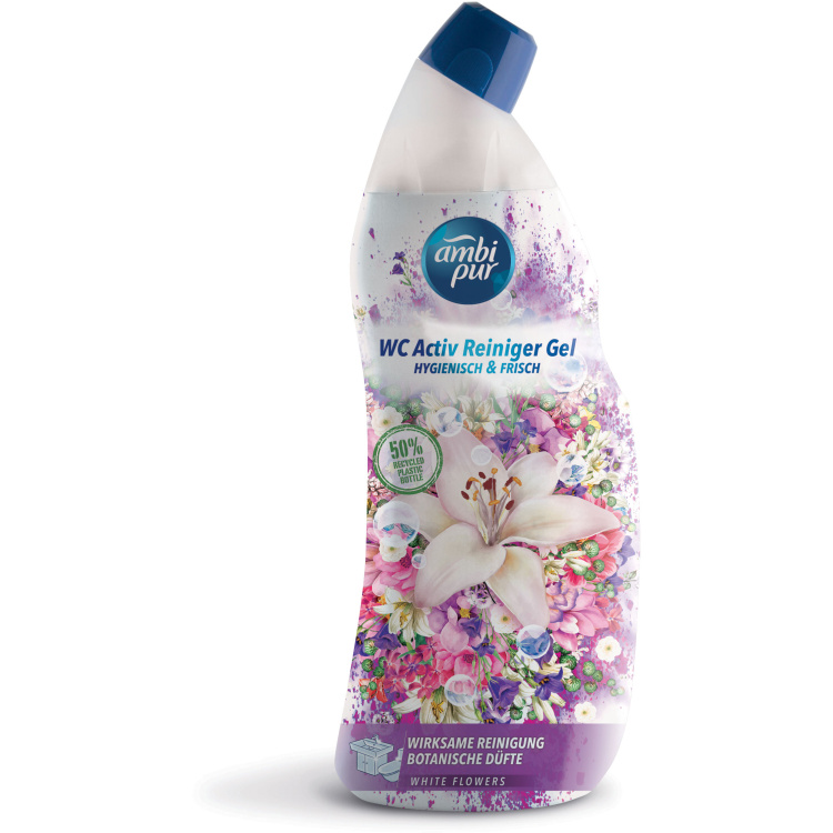 Ambi Pur WC Active Gel Bílé Květy WC čistič, 750 ml