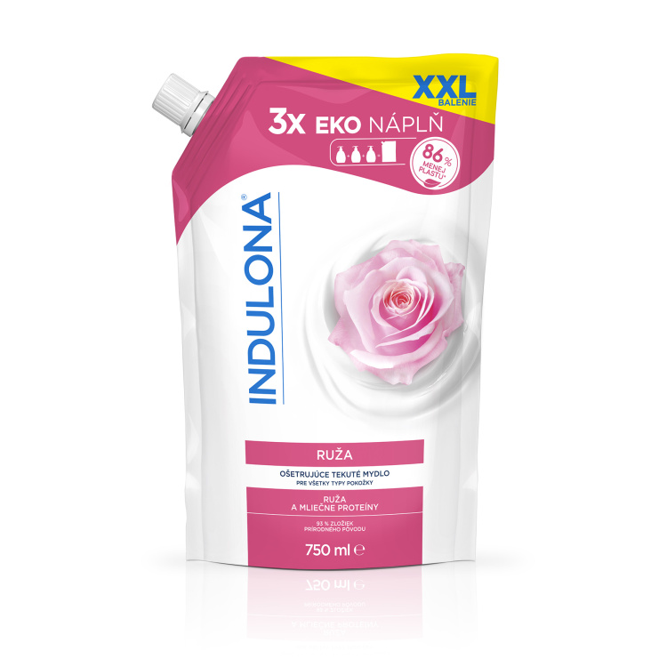 Indulona tekuté mýdlo Růže náhradní náplň, 750 ml