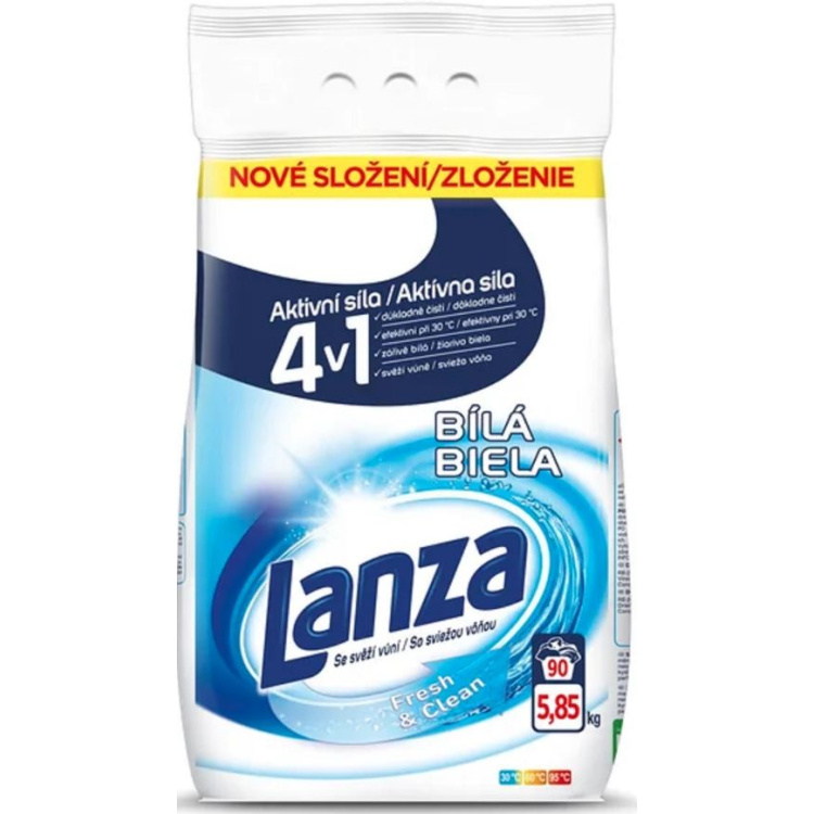 Lanza Fresh &amp; Clean White prací prášek na bílé prádlo 90 dávek 5,85 kg
