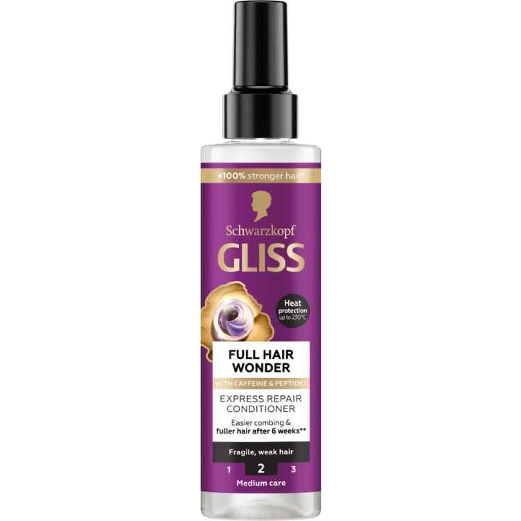 Schwarzkopf Gliss Full Hair Wonder bezoplachový kondicionér s kofeinem pro křehké, slabé vlasy 200ml