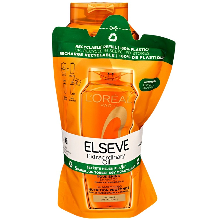 L’Oréal Paris Elseve Extraordinary Oil šampon na vlasy 400 ml s náhradní náplní 250 ml