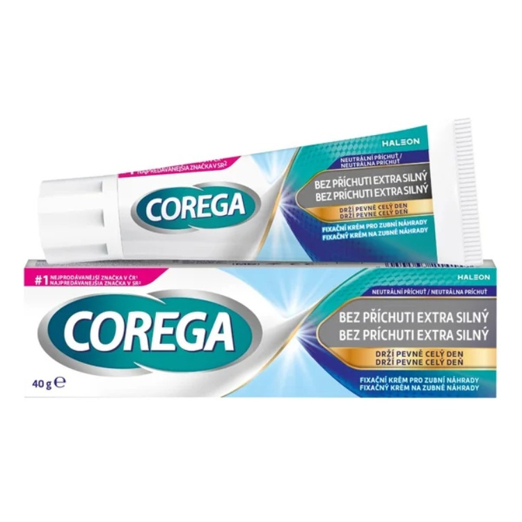 Corega bez příchuti extra silný fixační krém na zubní náhrady 40 g