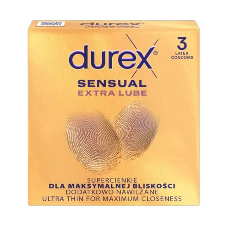Durex Sensual Extra Lube kondomy, 3 ks