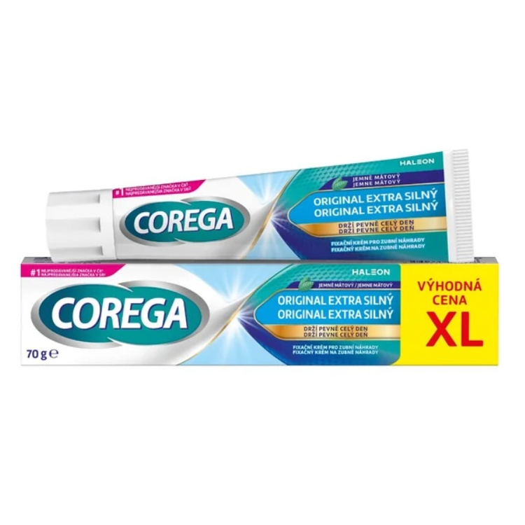 Corega Original extra silný fixační krém na zubní náhrady XL, 70 g