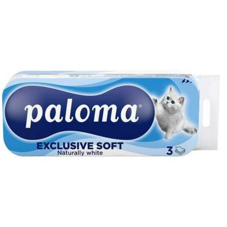 Paloma Exclusive Soft White 3vrstvý toaletní papír, 10 rolí, 12,98 m role