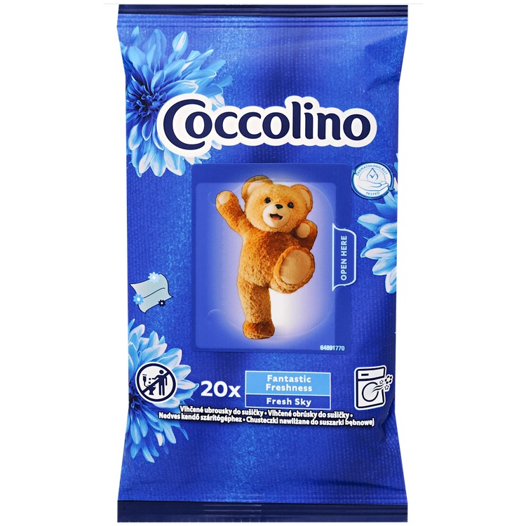 Coccolino Fresh Sky vlhčené ubrousky do sušičky 20 ks