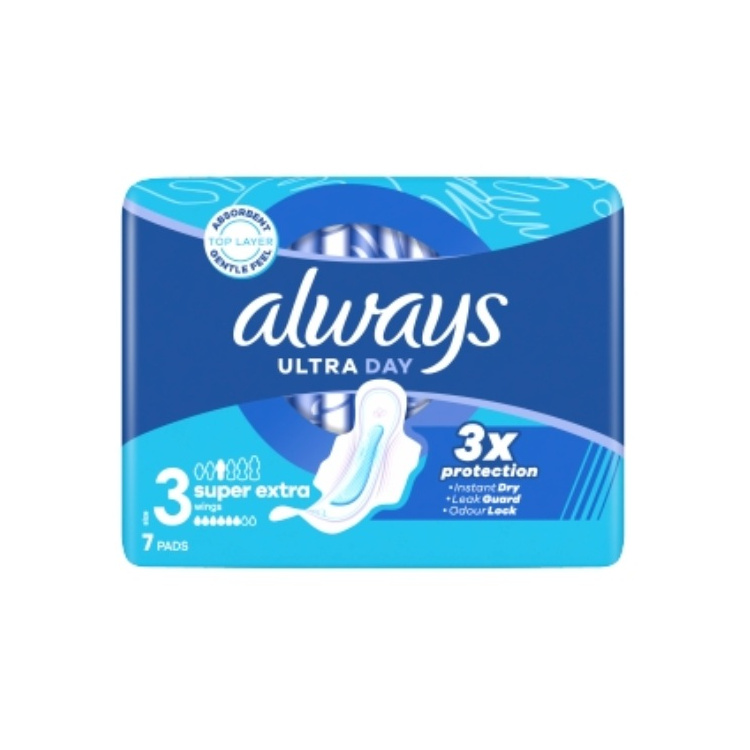 Always Ultra Super Extra Night dámské vložky s křidélky, 7 ks