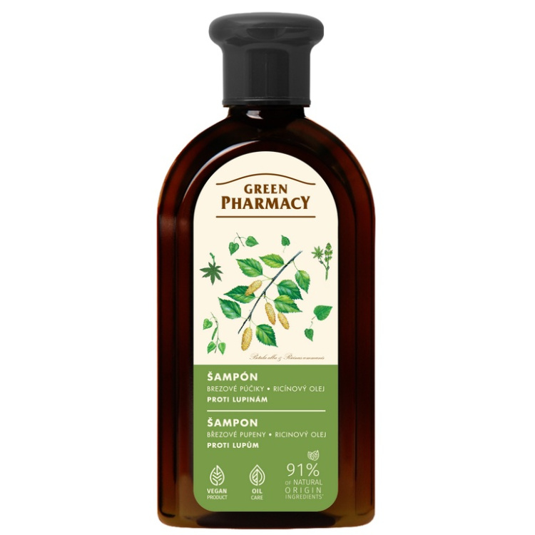 Green Pharmacy šampon proti lupům s břízou a ricinovým olejem 350 ml