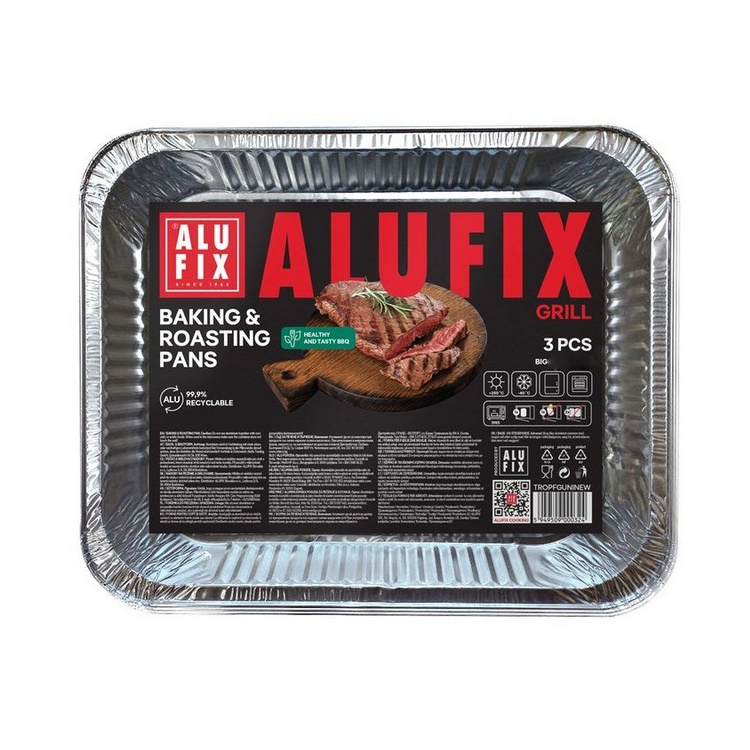 Alufix univerzální hliníková grilovací miska 32 x 26 x 4,5 cm, 3 ks