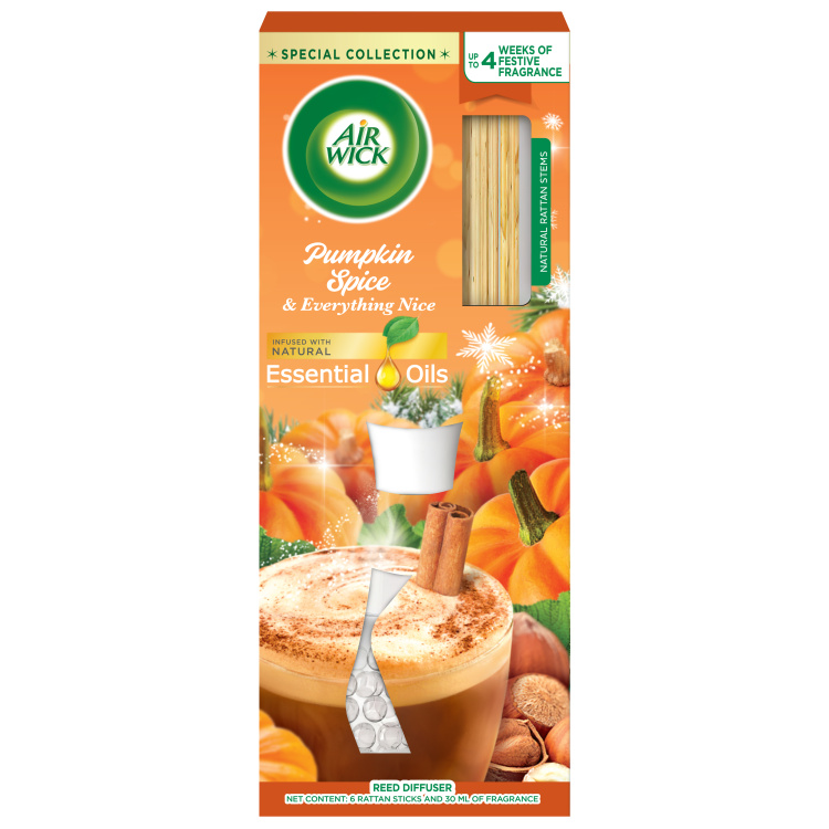 Air Wick Essential Oils Pumpkin Space a Everything Nice - Dýně a podzimní koření vonné tyčinky osvěžovač vzduchu 30 ml