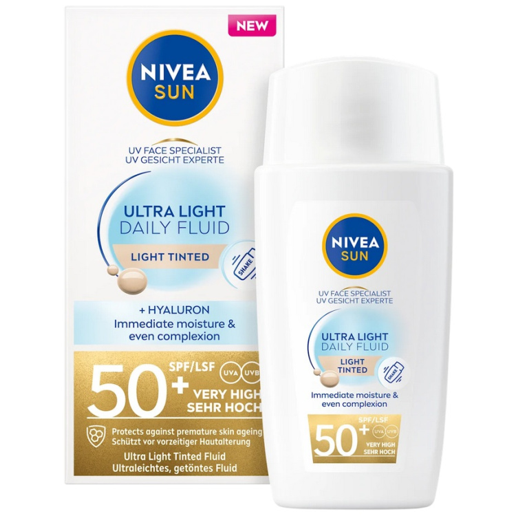 Nivea Sun Ultra Light Daily Fluid tónovací krém na opalování světlý odstín OF50+, 40 ml