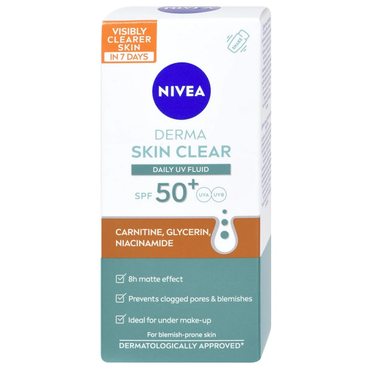 Nivea Derma Skin Clear denní krém UV Fluid OF50+, 40 ml