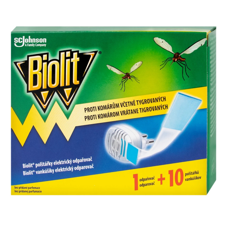 Biolit elektrický odpařovač proti komárům se suchou náplní 10 polštářků, 7,4 g