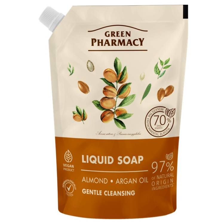 Green Pharmacy Mandle a Arganový olej tekuté mýdlo náhradní náplň 460 ml