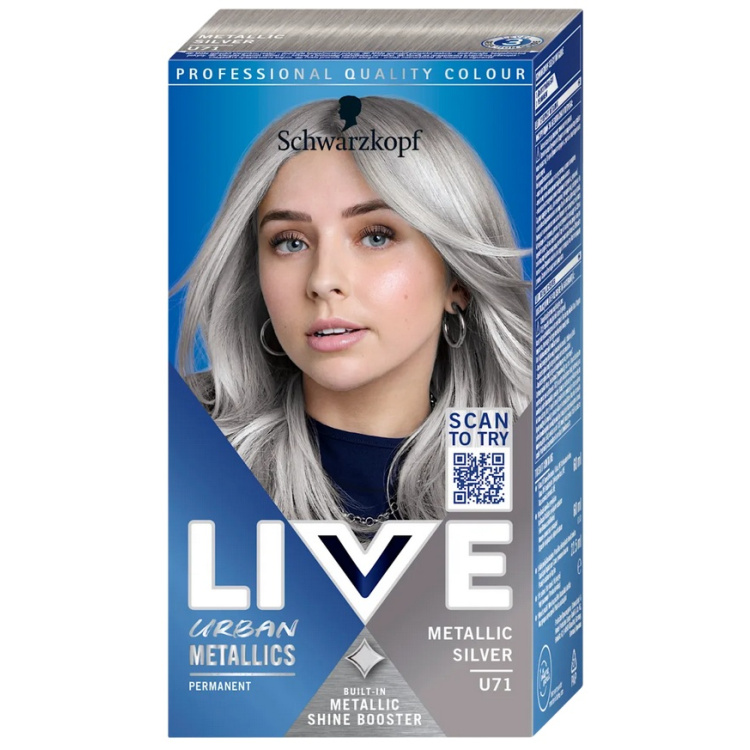 Schwarzkopf Live Urban Metallics barva na vlasy U71 Metallic Silver