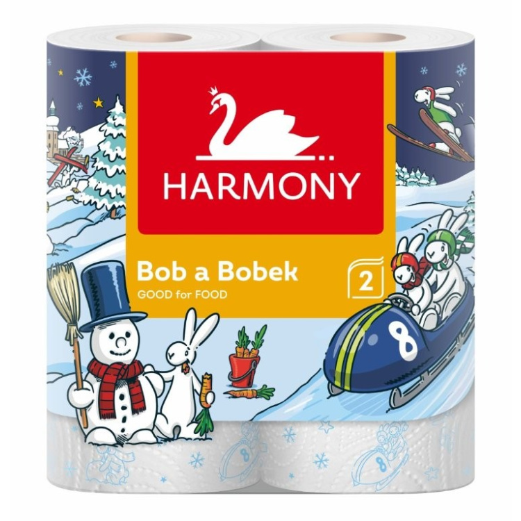 Harmony Good For Food kuchyňské utěrky Bob &amp; Bobek 2vrstvé, 90 útržků, 2 role