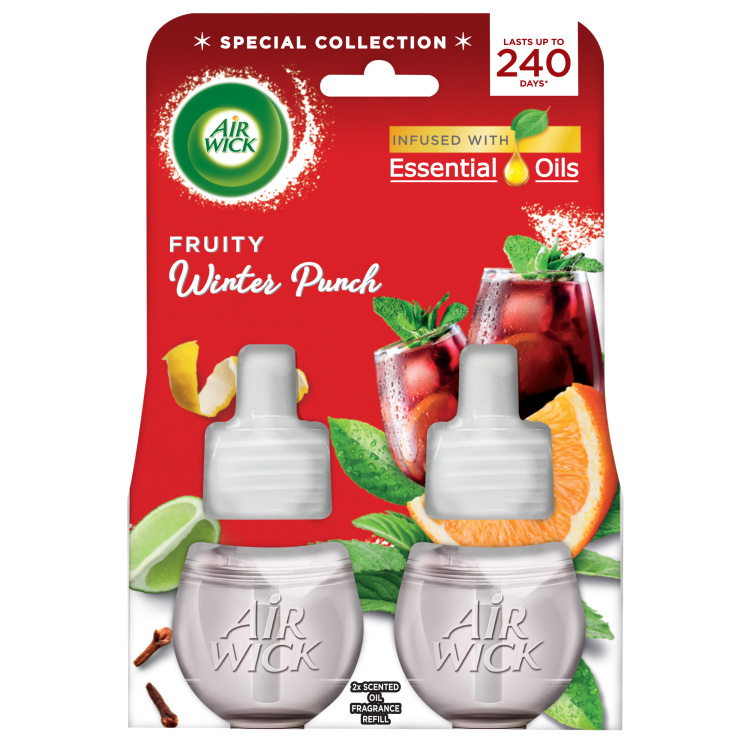 Air Wick Essential Oils Winter Punch &amp; Spices - Zimní punč elektrický osvěžovač náhradní náplň duo 2 x 19 ml