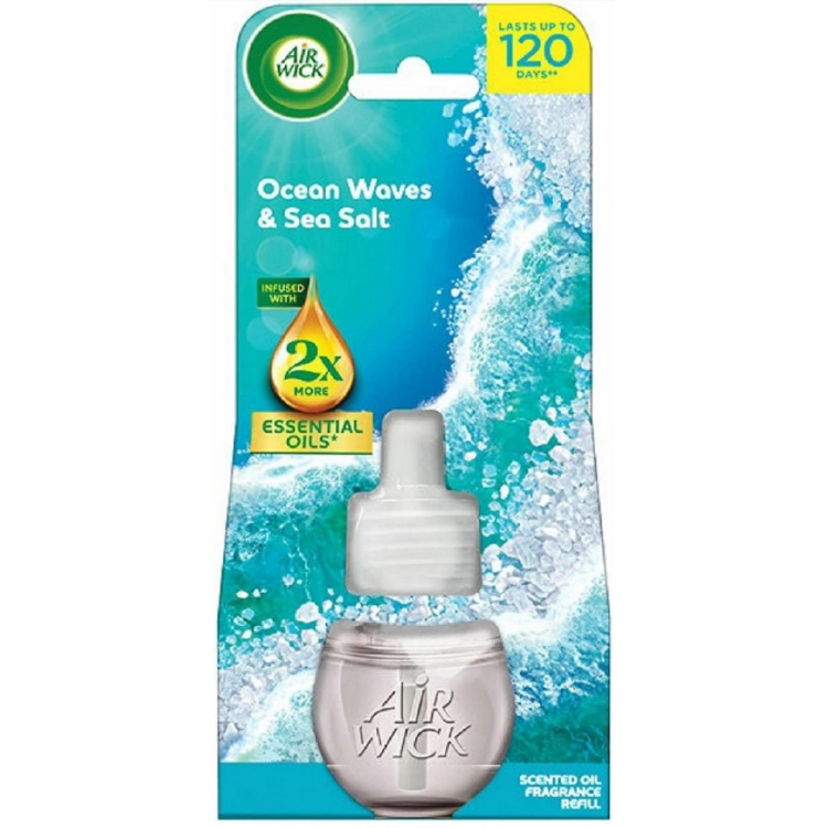 Air Wick Essential Oils Ocean Waves &amp; Sea Salt - Ocean a mořská sůl, elektrický osvěžovač náhradní náplň 19 ml