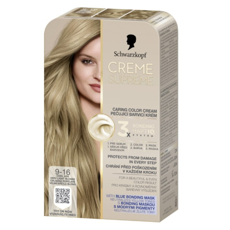 Schwarzkopf Creme Supreme barva na vlasy 9-16 chladná popelavá velmi světlá blond 60 ml