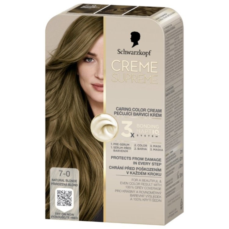 Schwarzkopf Creme Supreme barva na vlasy 7-0 přirozená blond 60 ml