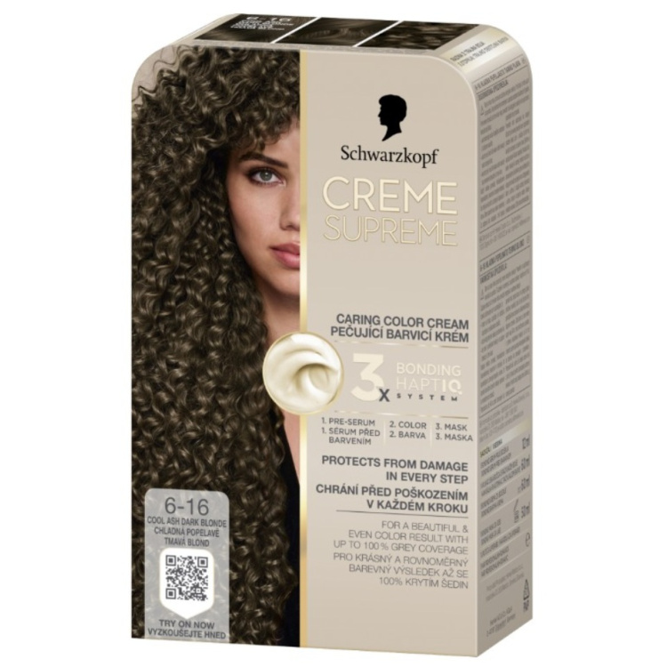 Schwarzkopf Creme Supreme barva na vlasy 6-16 chladná popelavá tmavá blond 60 ml