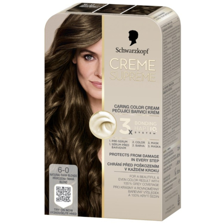 Schwarzkopf Creme Supreme barva na vlasy 6-0 přirozená tmavá blond 60 ml