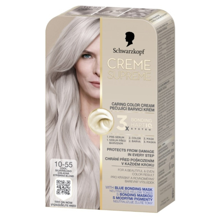 Schwarzkopf Creme Supreme barva na vlasy 10-55 chladná stříbrná blond 60 ml