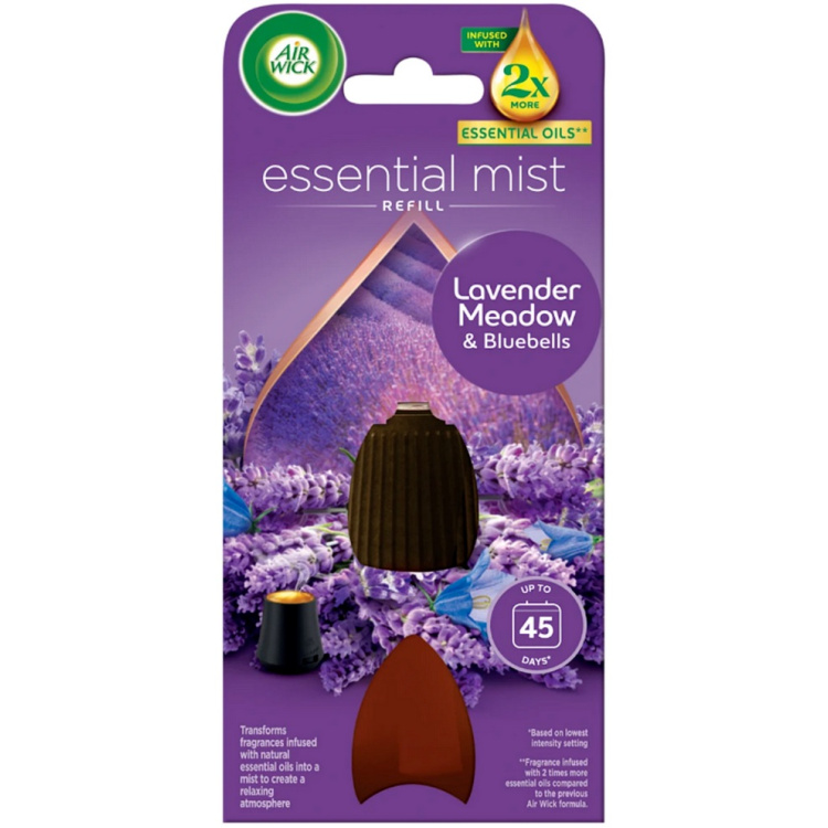 Air Wick Essential Mist Refill Lavender Meadow &amp; Bluebells - Levandulová louka a modré kvítky osvěžovač vzduchu náhradní náplň 20 ml