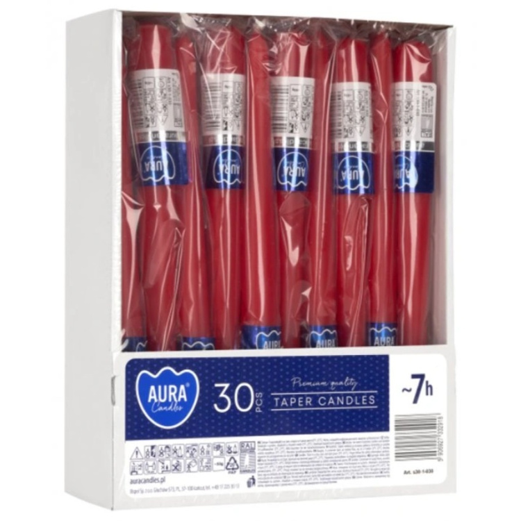 Bispol kónická svíčka červená v sáčku 240 mm, 1 ks