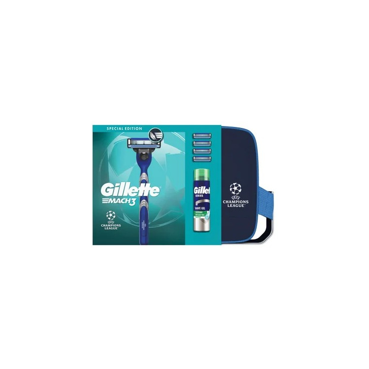Gillette sada holicí strojek + 4 hlavice, taška a gel na holení 200 ml