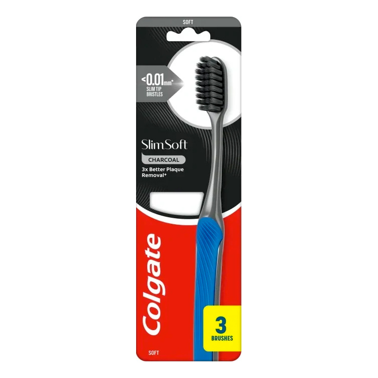 Colgate Slim Soft Charcoal zubní kartáčk 3-pack