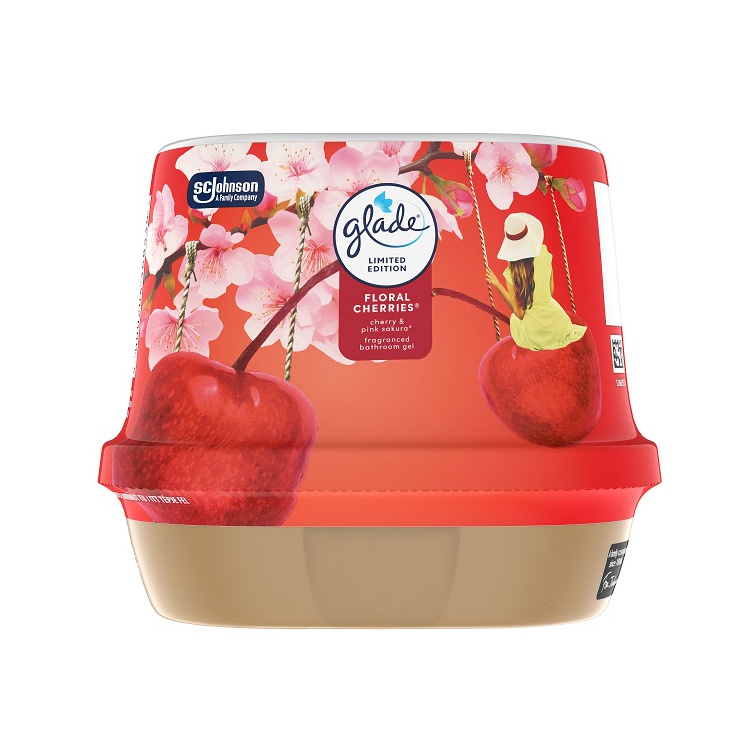 Glade Floral Cherries gelový osvěžovač do koupelny, 180 g