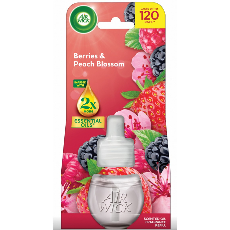 Air Wick elektrický osvěžovač náplň Lesní plody &amp; Broskvový květ, 19 ml