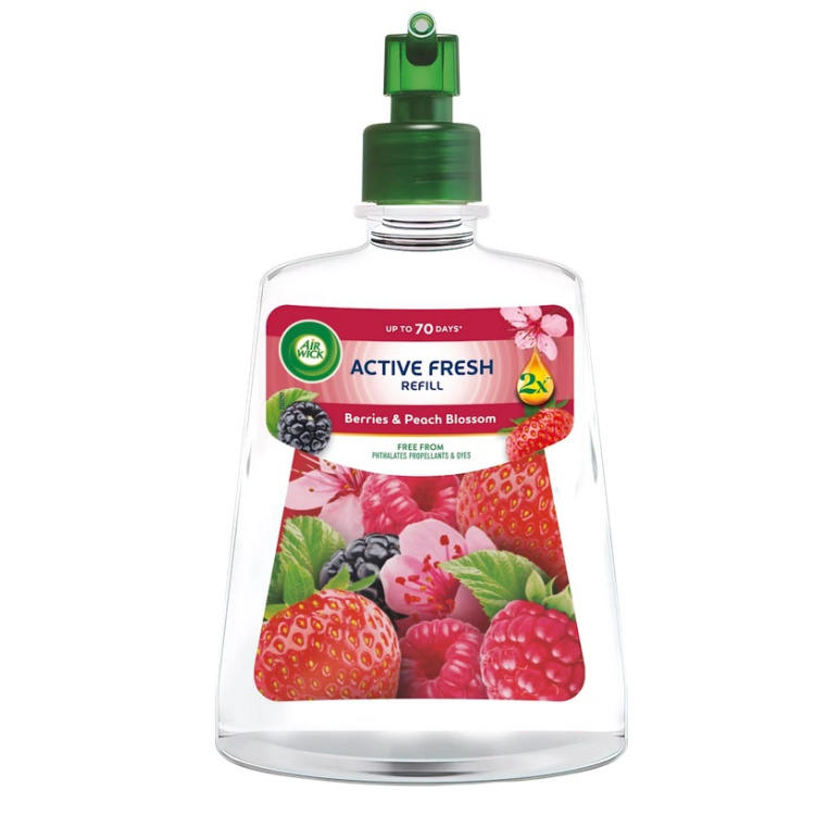 Air Wick Active Fresh náhradní náplň Lesní plody &amp; Broskvový květ, 228 ml
