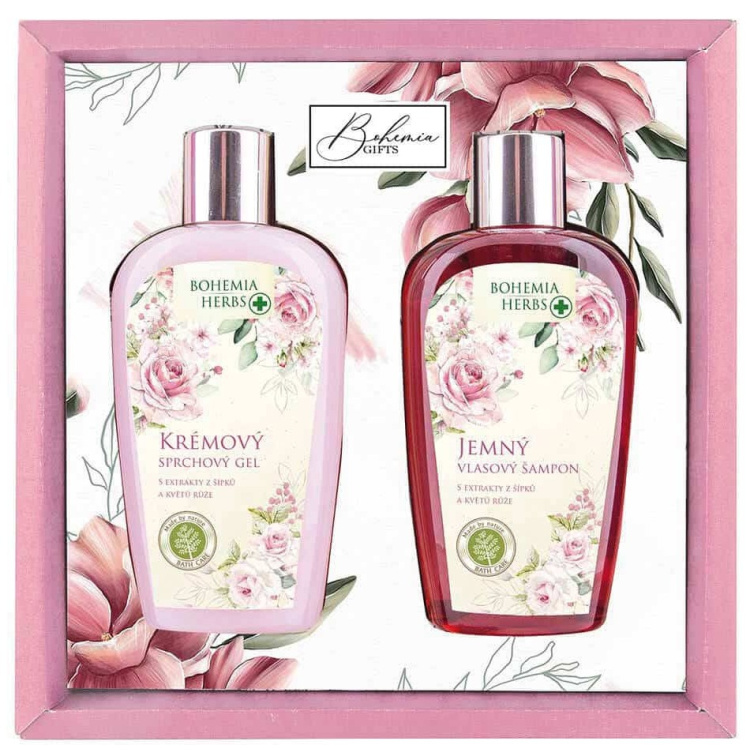 Bohemia Herbs Růže dárkový set sprchový gel 250 ml + šampon 250 ml