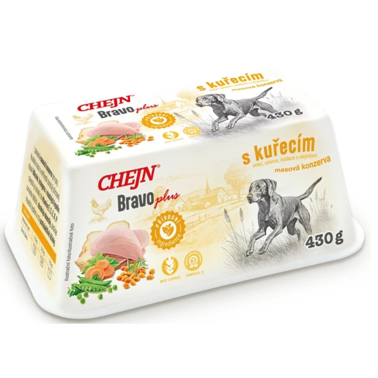 Chejn Bravo Plus s kuřecím a zeleninou 430g