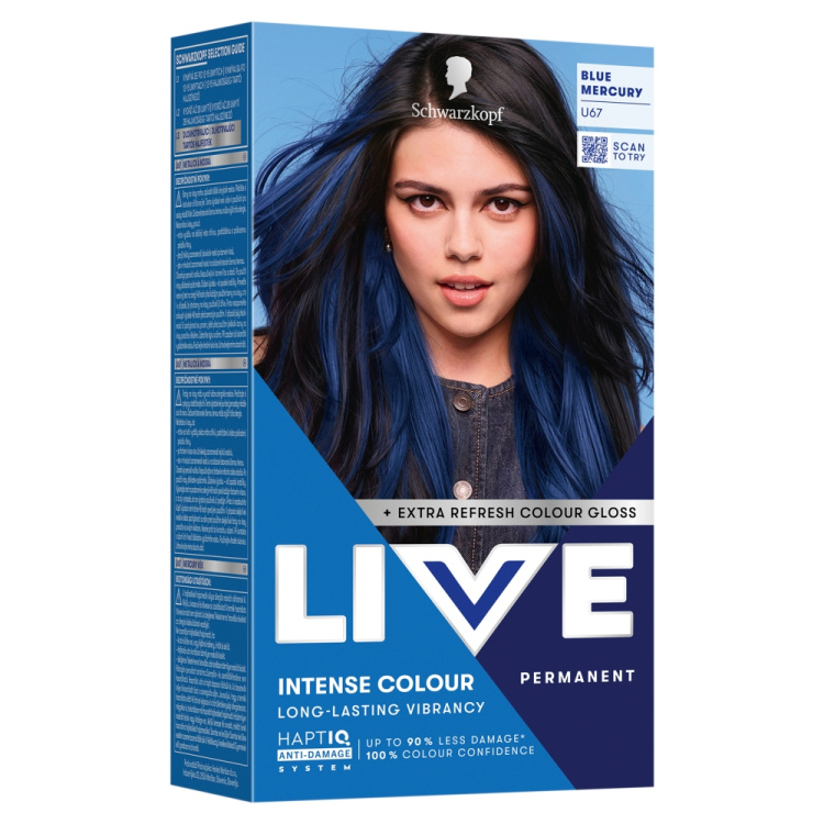 Live Intense Color U67 Metalická modrá barva na vlasy, 60 ml