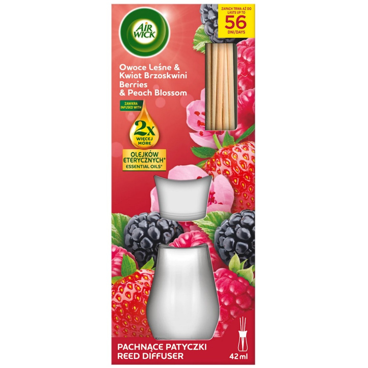 Air Wick aroma difuzér s vonnými tyčinkami Lesní plody &amp; Broskvový květ, 42 ml