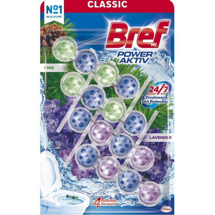 Bref Power Aktiv Pine a Lavander WC blok, 4 x 50 g