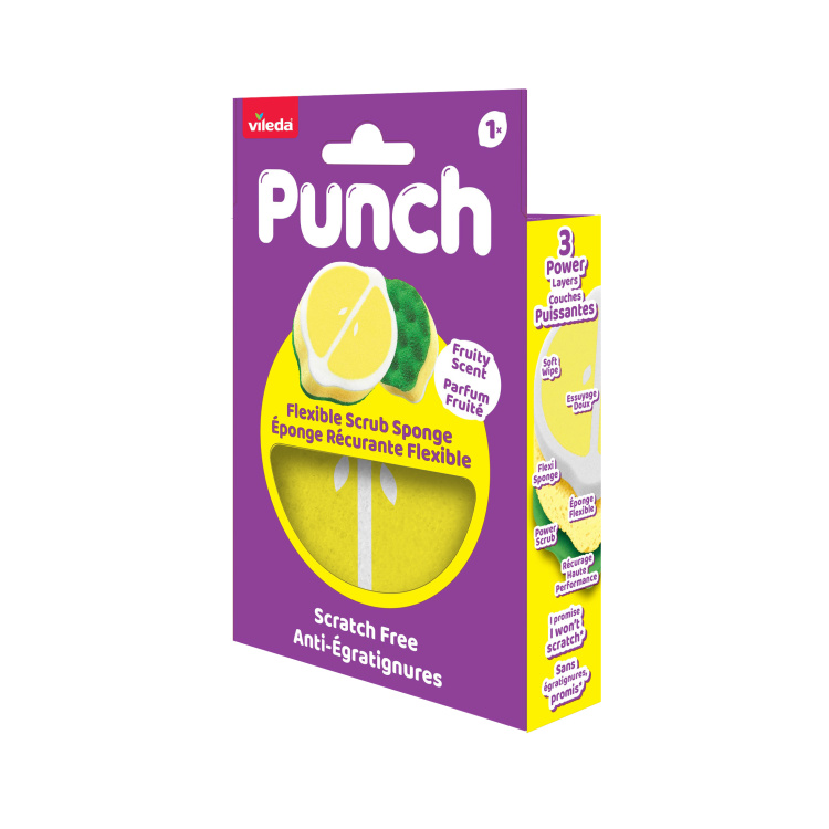 Vileda Punch houba na nádobí s vůní citronu, 1 kus
